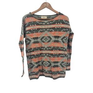 Denim & Supply Ralph Lauren Aztec Sweater Small Orange Southwestern Print Boho